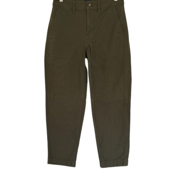J. Crew Cotton Camp Pant High Rise Green Spanish Moss Size 4 - Picture 3 of 11